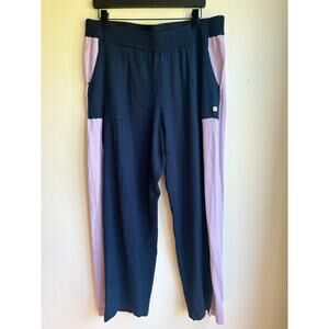 Anne Klein‎ Womens Wide Leg Knit Pant Sweatpant Navy Blue Purple Size Large